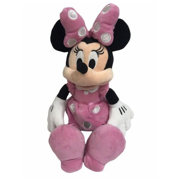 Disney Minnie Mouse 14" Pink Polka Dot Dress and Hair Bow Plush Stuffed Animal - Picture 1 of 6